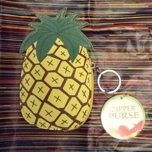 Pineapple coin purse key holder NWT